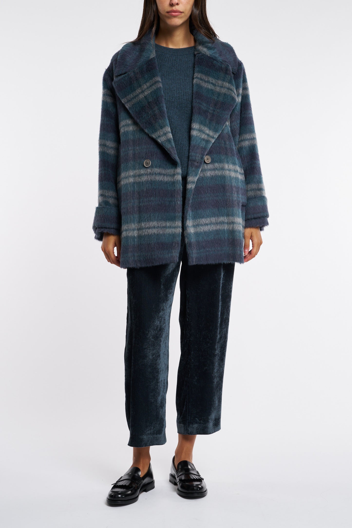  Fabiana Filippi Cappotto Grigio Blu Donna - 1