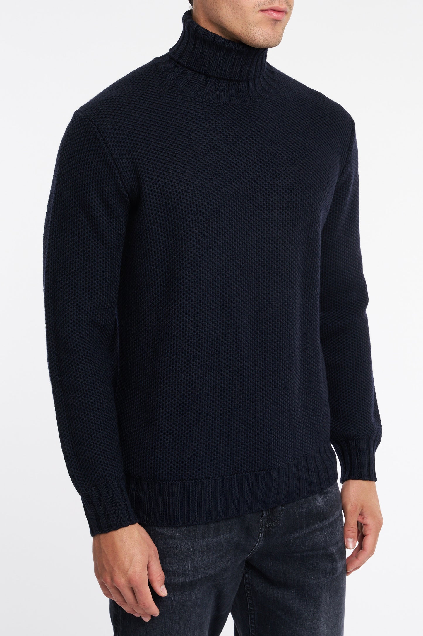  Filippo De Laurentiis Men's Blue Honeycomb Turtleneck Sweater Blu Uomo - 3