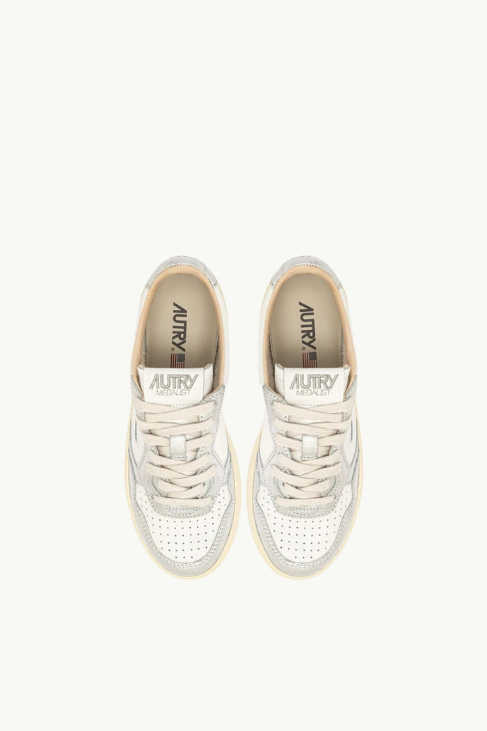  Autry Medalist Low Wom Leat Leat Argento - 10