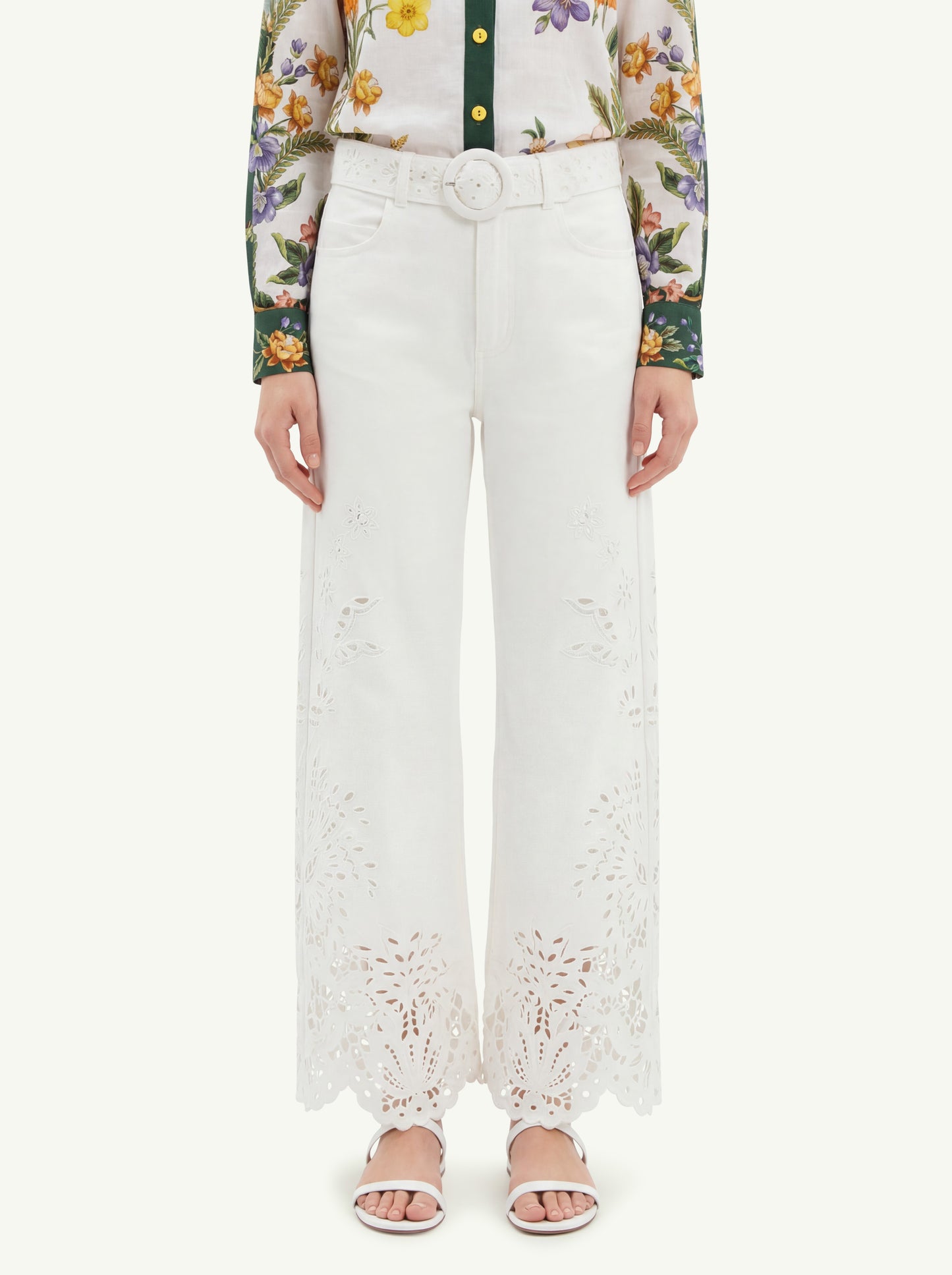  Farm Rio Boho Beauty Richielieu White Pant - 3