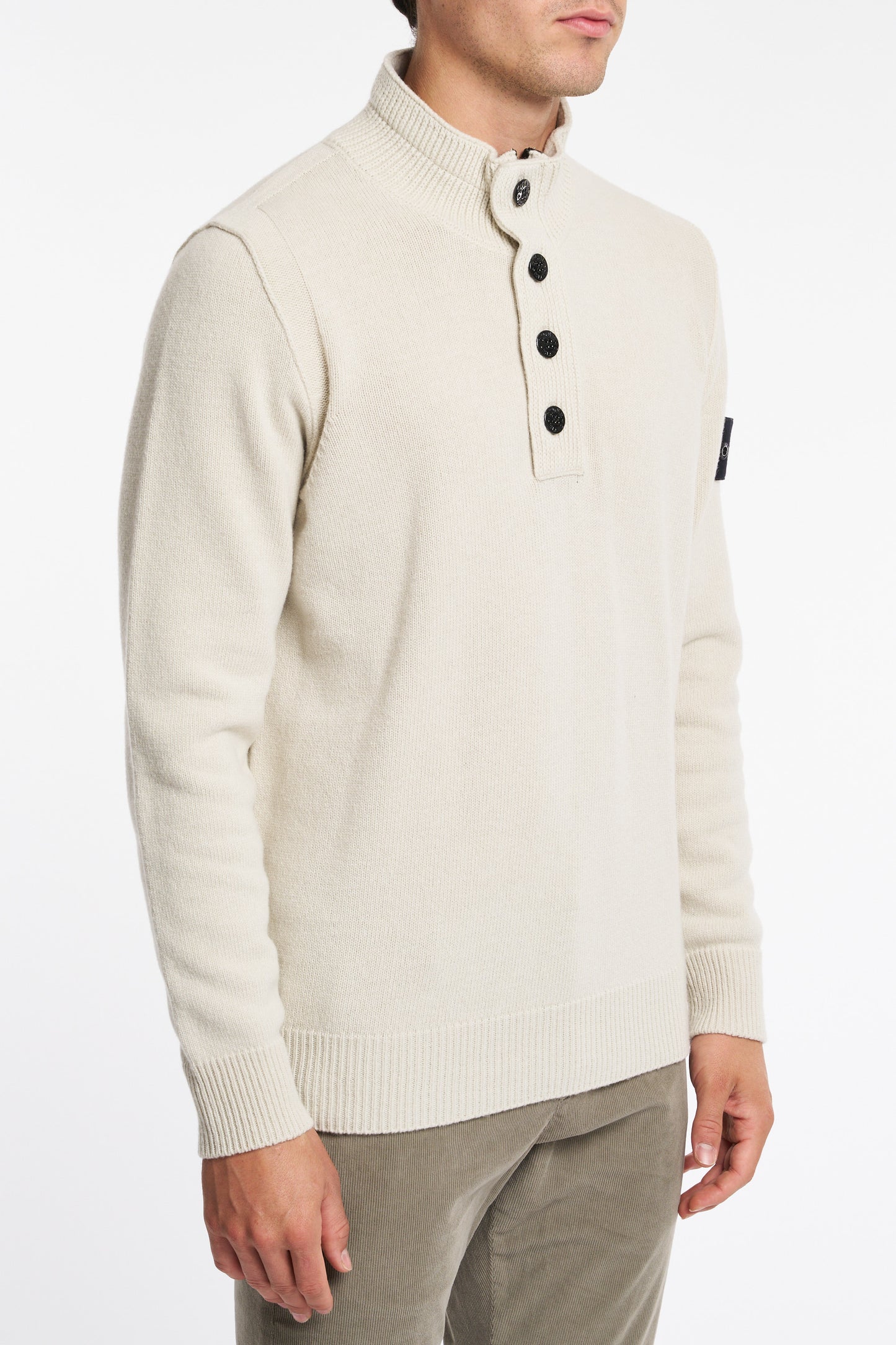  Stone Island Maglia Lambswool Bottoni Grigio Grigio Uomo - 3
