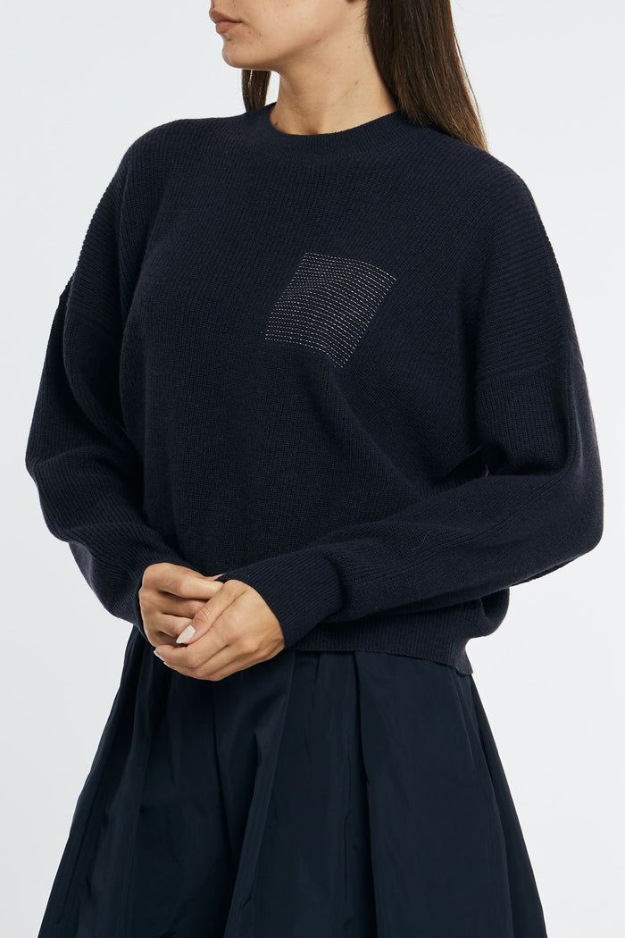  Peserico Maglia In Lana Seta E Cashmere Blu Blu Donna - 2
