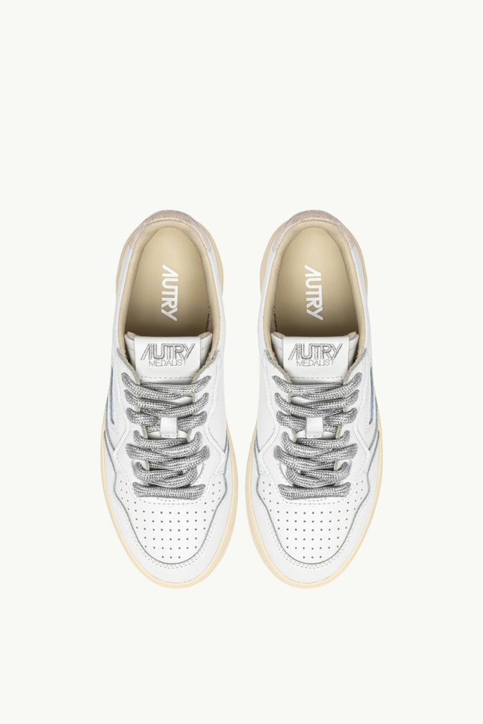  Autry Medalist Low Wom Leat Swoll Bianco - 4