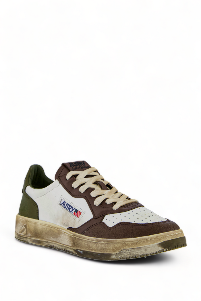  Autry Sneakers Multicolor In Leather/fabric Marrone Uomo - 4