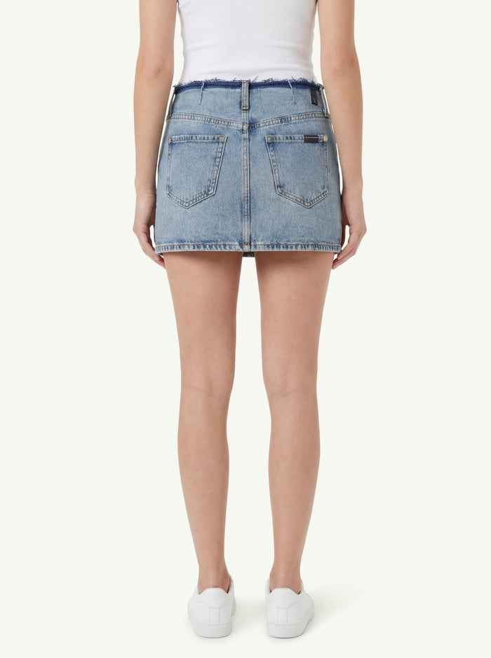  7 For All Mankind Cherry Skirt Blue Erosion Blu - 4