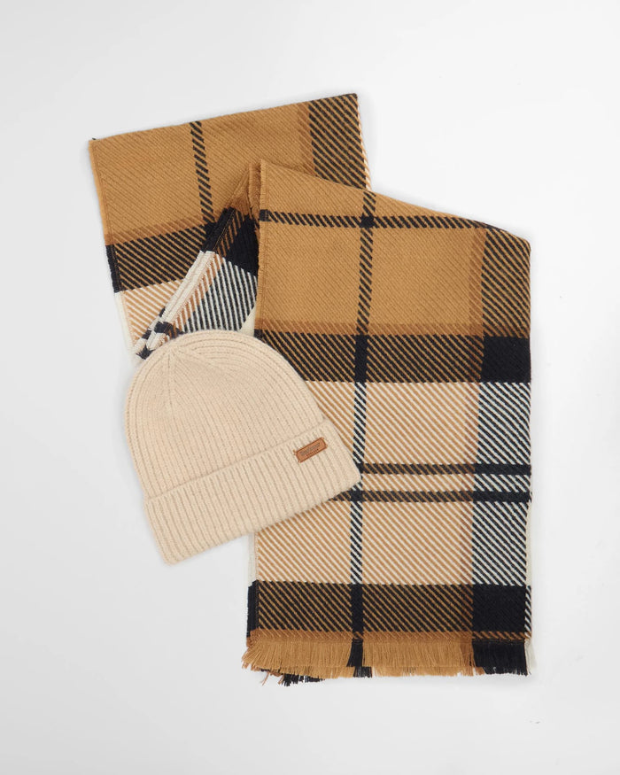 Barbour Pendle Beanie&blair Scarf Set Beige Donna