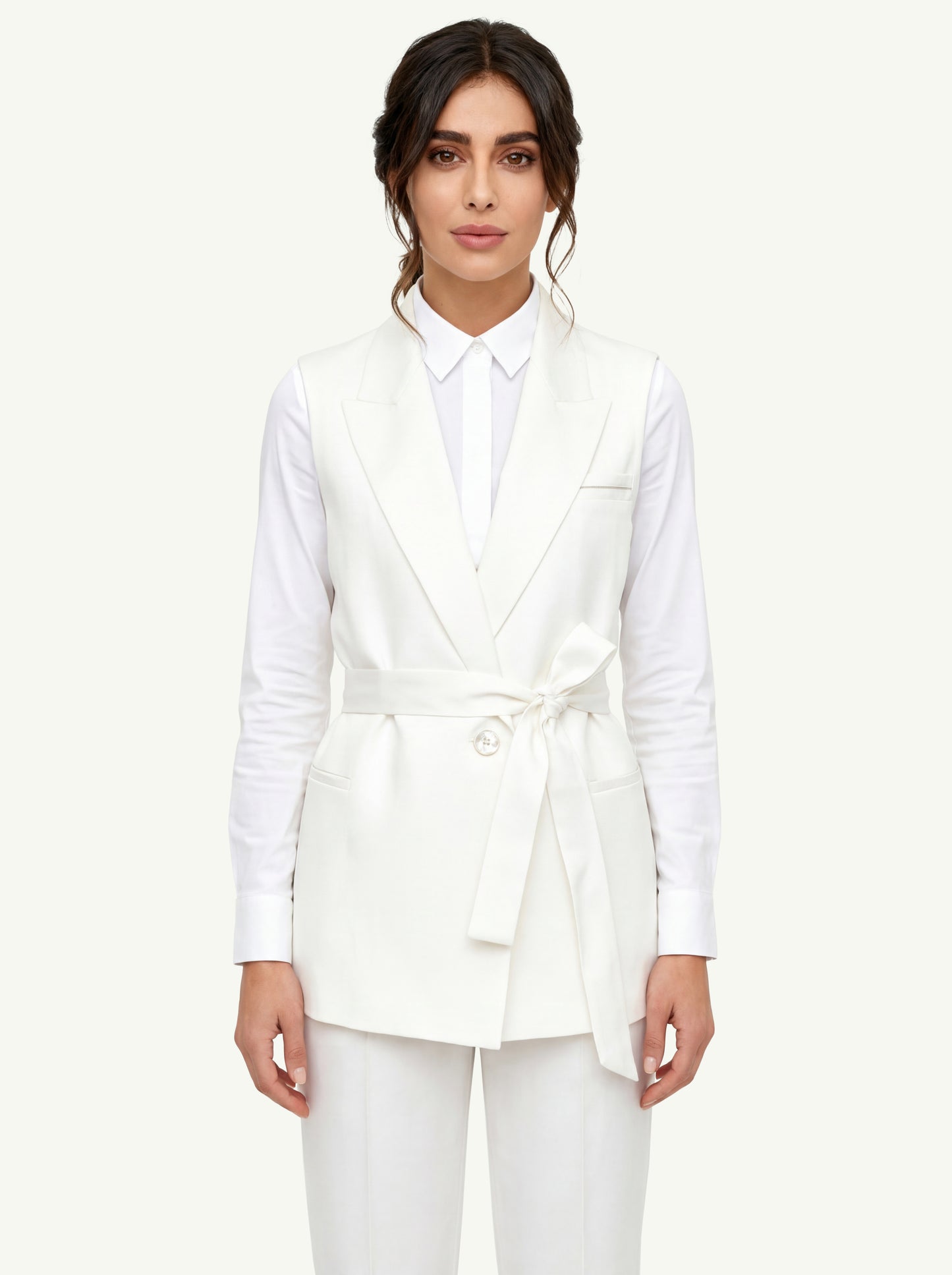  Peserico Gilet Crepe De Chine In Seta Bianco - 3