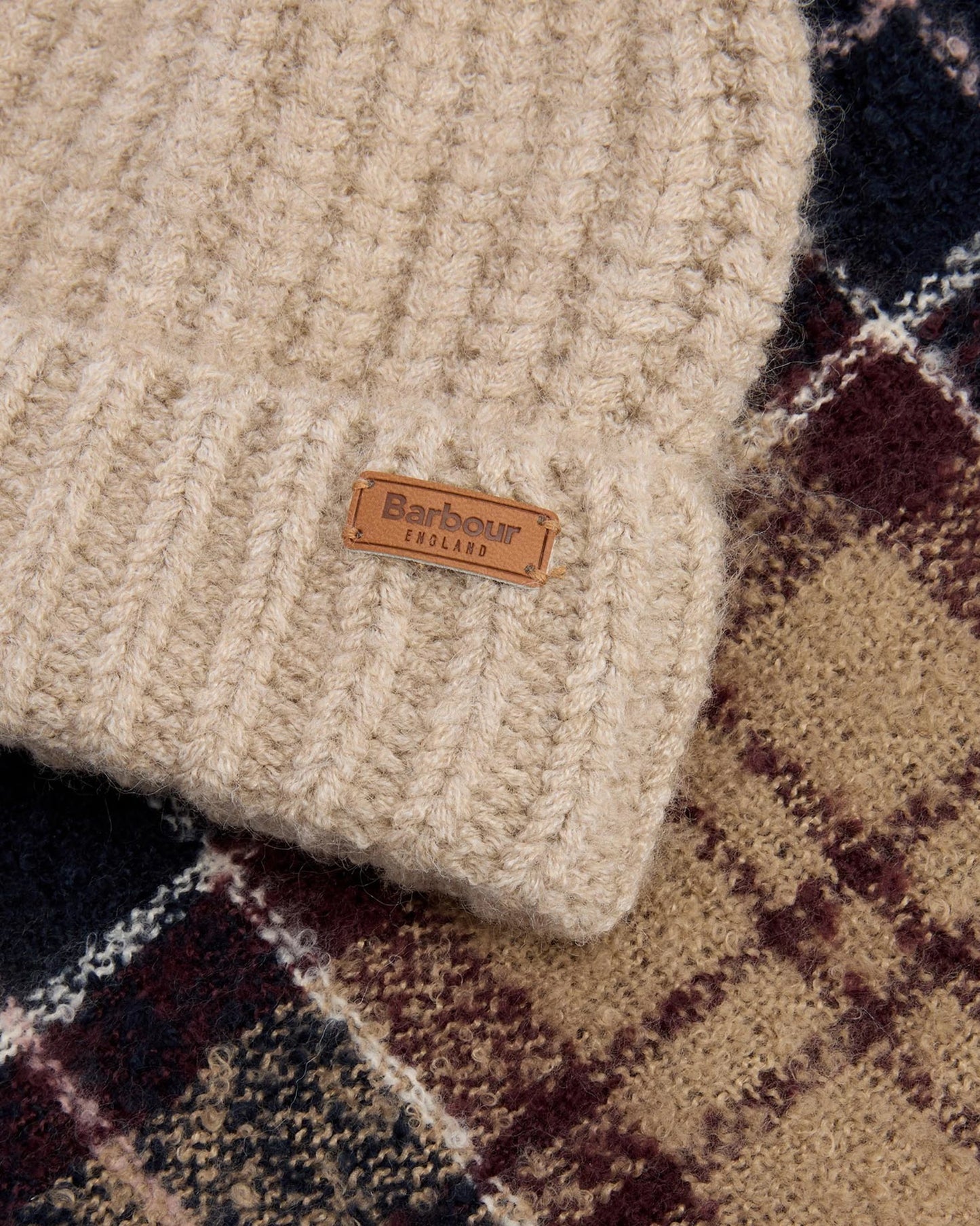  Barbour Saltburn Beanie&tartan Scarf Beige Beige Donna - 3