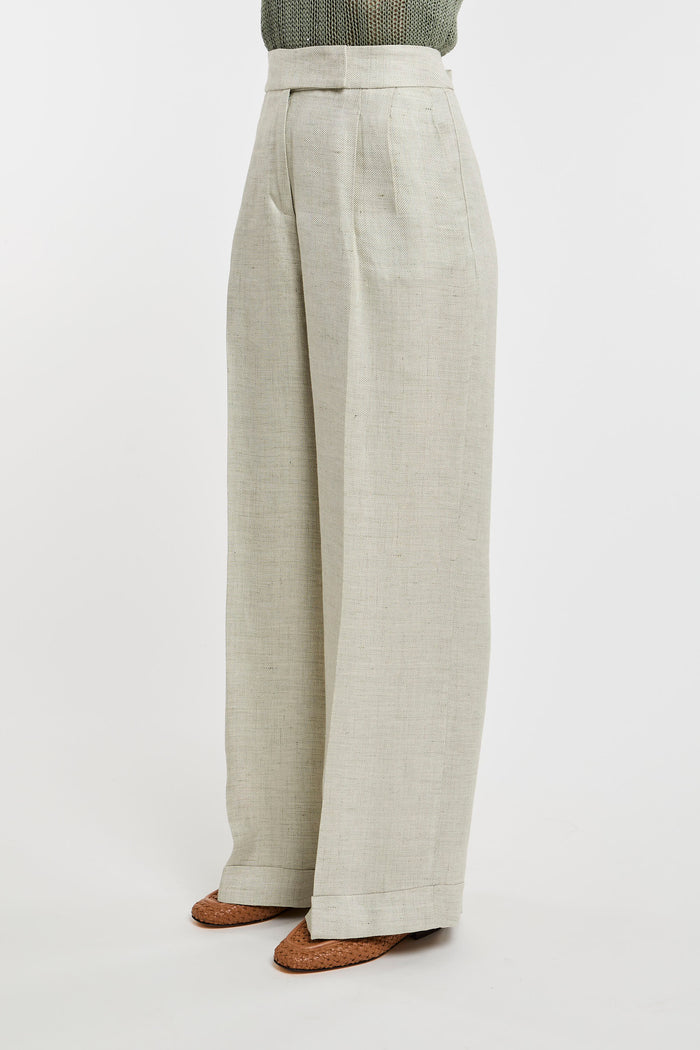 Peserico Wide Leg Linen/Viscose Trousers in Green