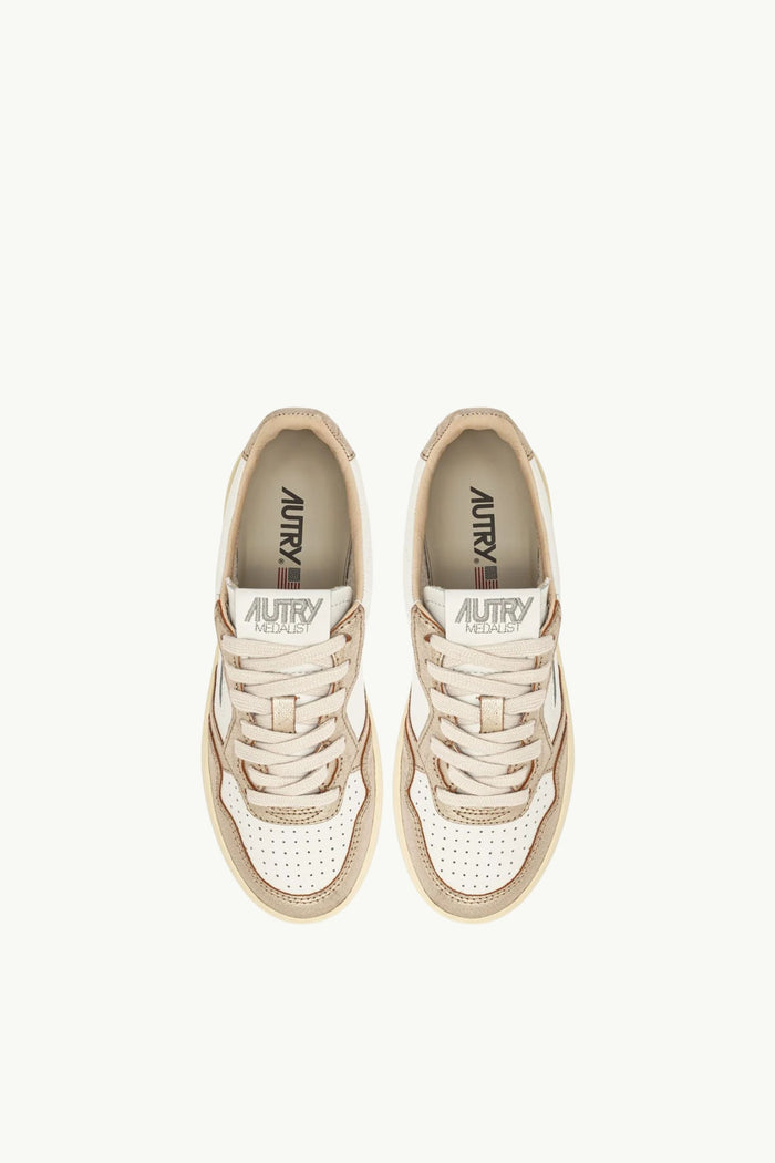  Autry Medalist Low Wom Leat Leat Oro - 4