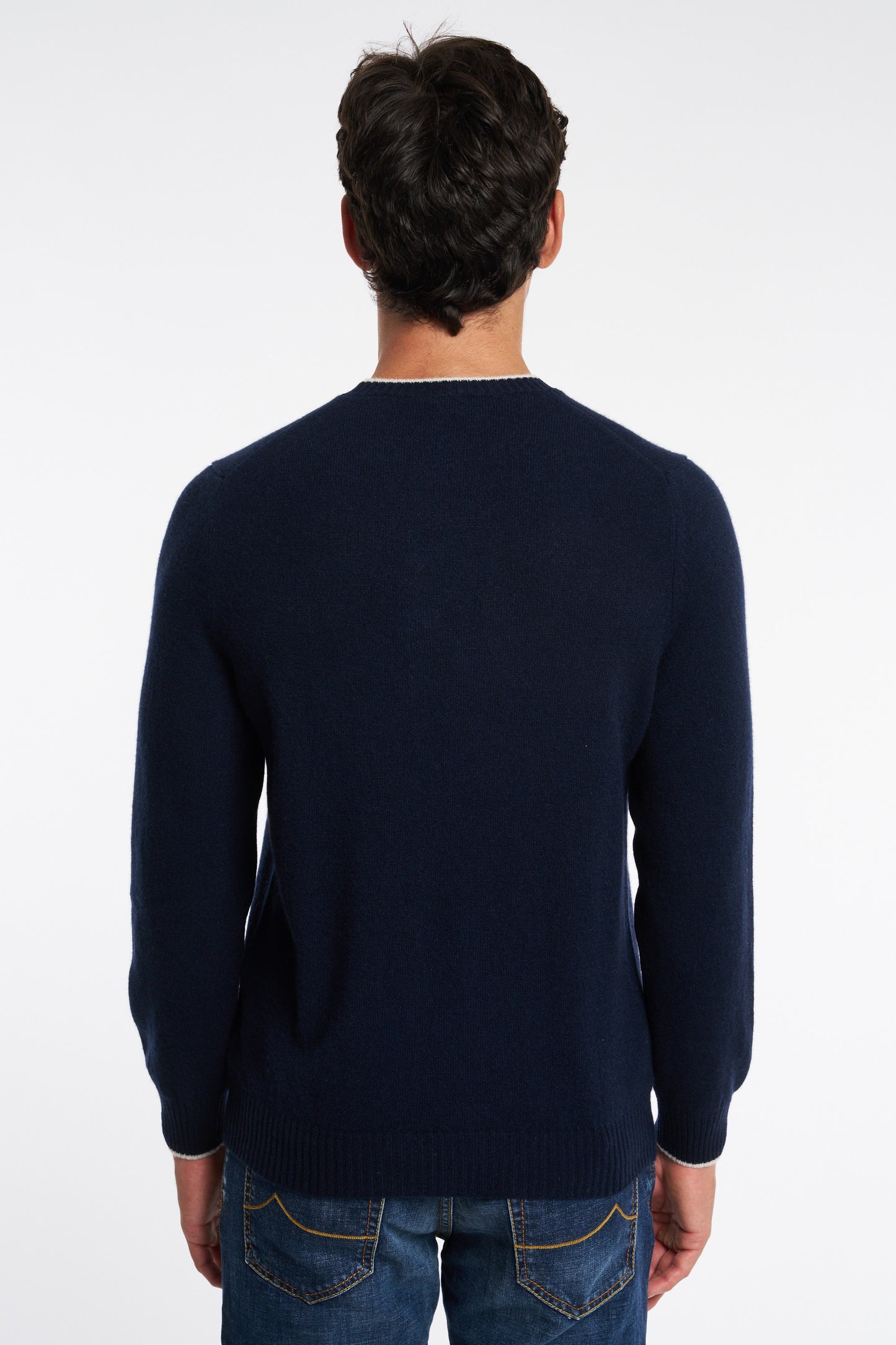  Fedeli Men's Persia Cashmere Bicolor Sweater Blue Blu Uomo - 5