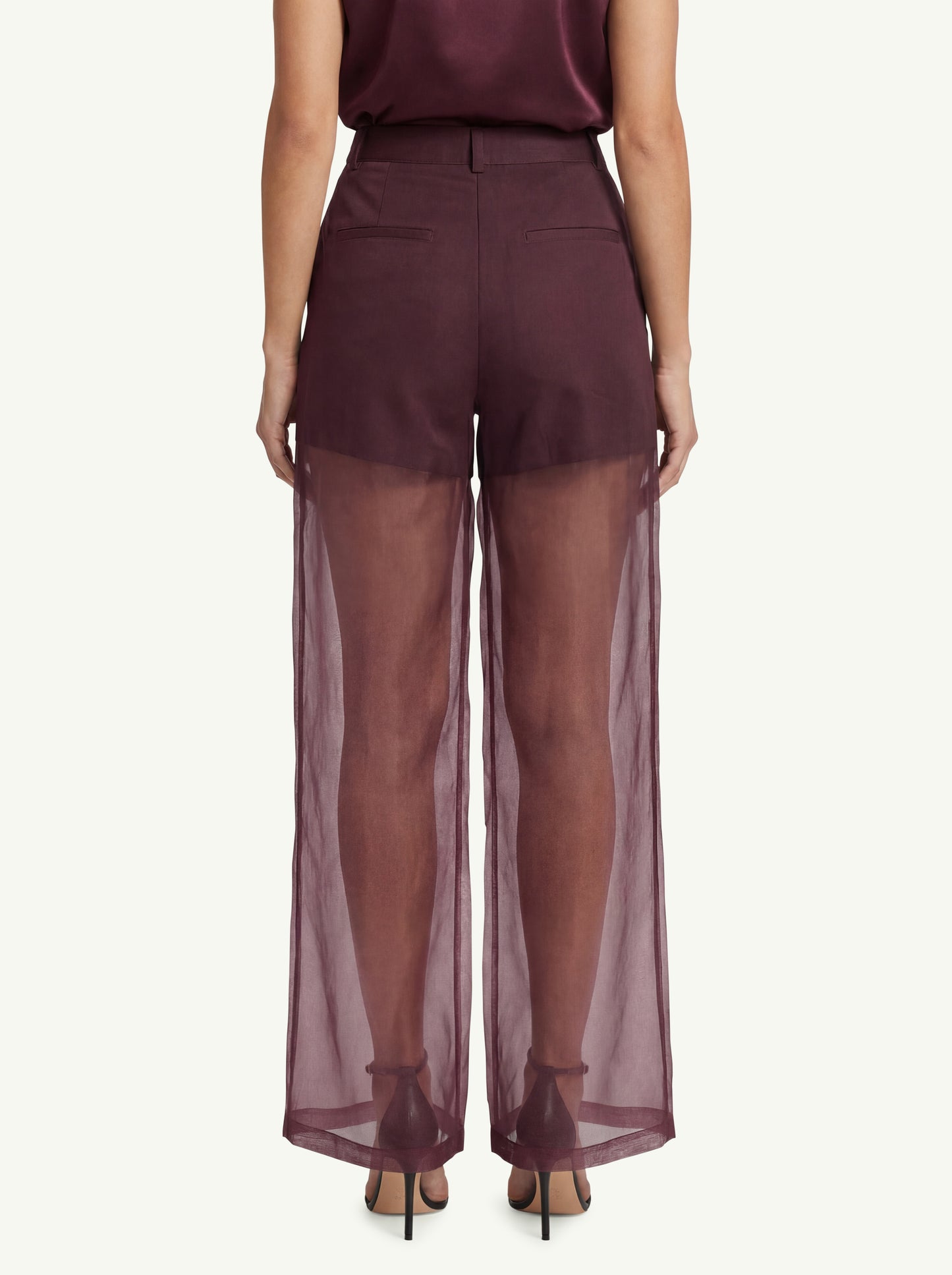  Federica Tosi Pantalone 5 Tasche In Organza Bordeaux - 2