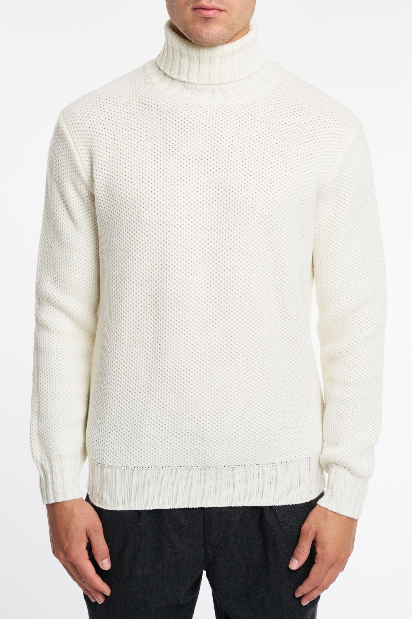  Filippo De Laurentiis Men's Beige Honeycomb Turtleneck Sweater Beige Uomo - 1