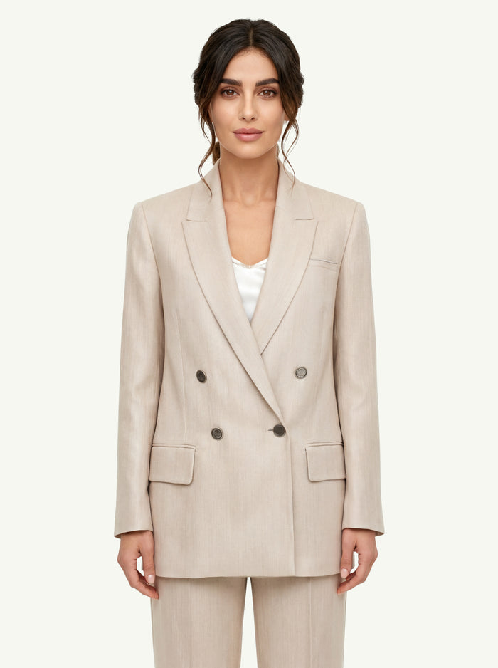  Peserico Giacca Resca Tinto Filo Beige - 5