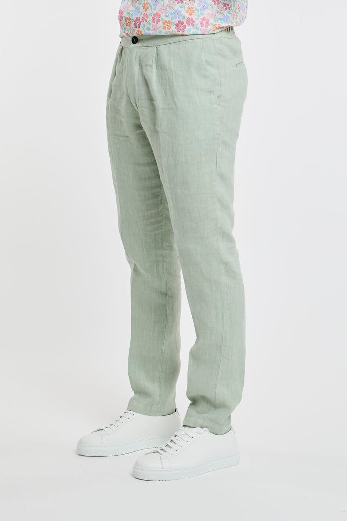  Devore Pantalone Lino Verde Verde Uomo - 2