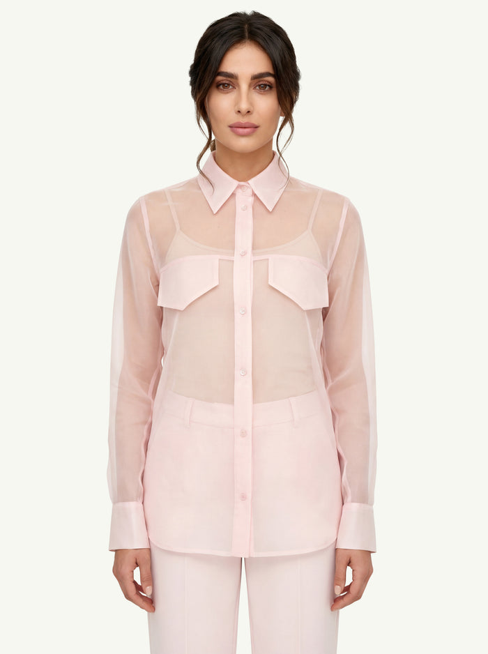  Federica Tosi Camicia In Organza Rosa - 3
