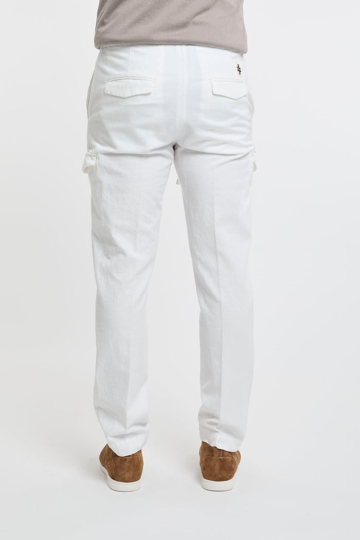  Jacob Cohen Chino Trousers In Cotton/linen/lycra Blue Bianco Uomo - 4