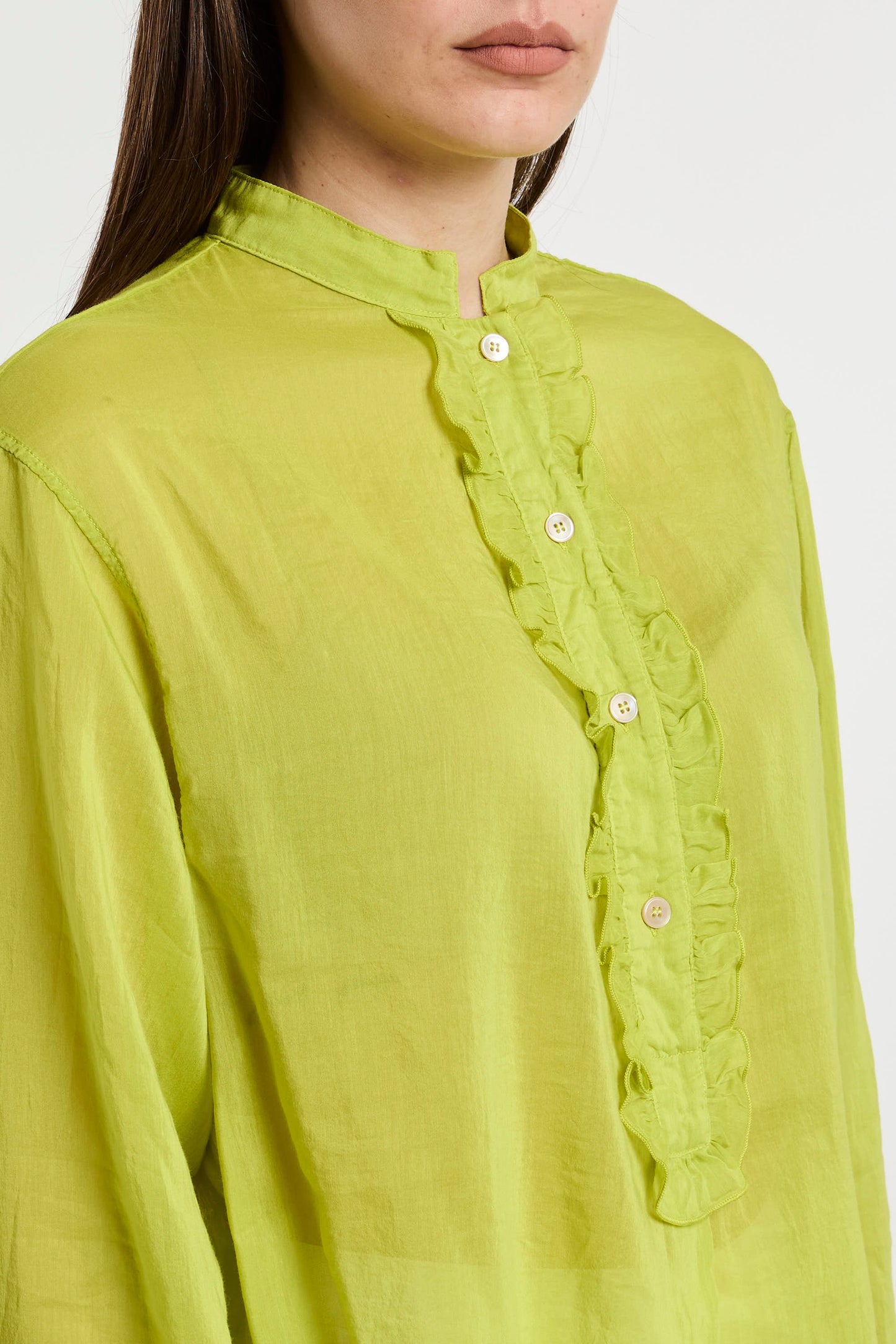  Forte_forte Forte Forte Cotton And Silk Voile Shirt Multicolor Verde Donna - 6