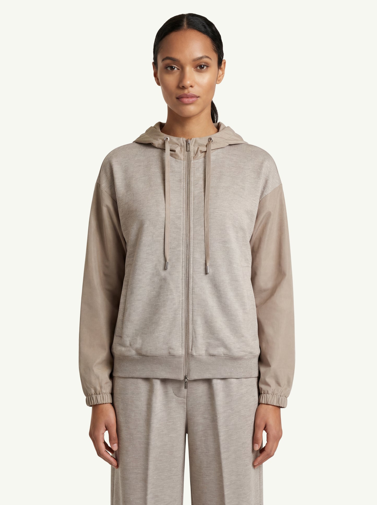  Peserico Felpa Di Cotone Con Lurex Beige - 1