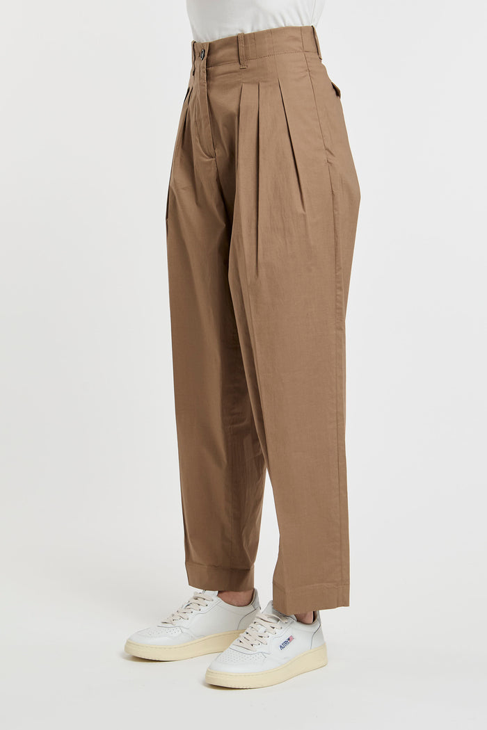 Nine in the Morning Women's Brown Cotton Blend Trousers-2