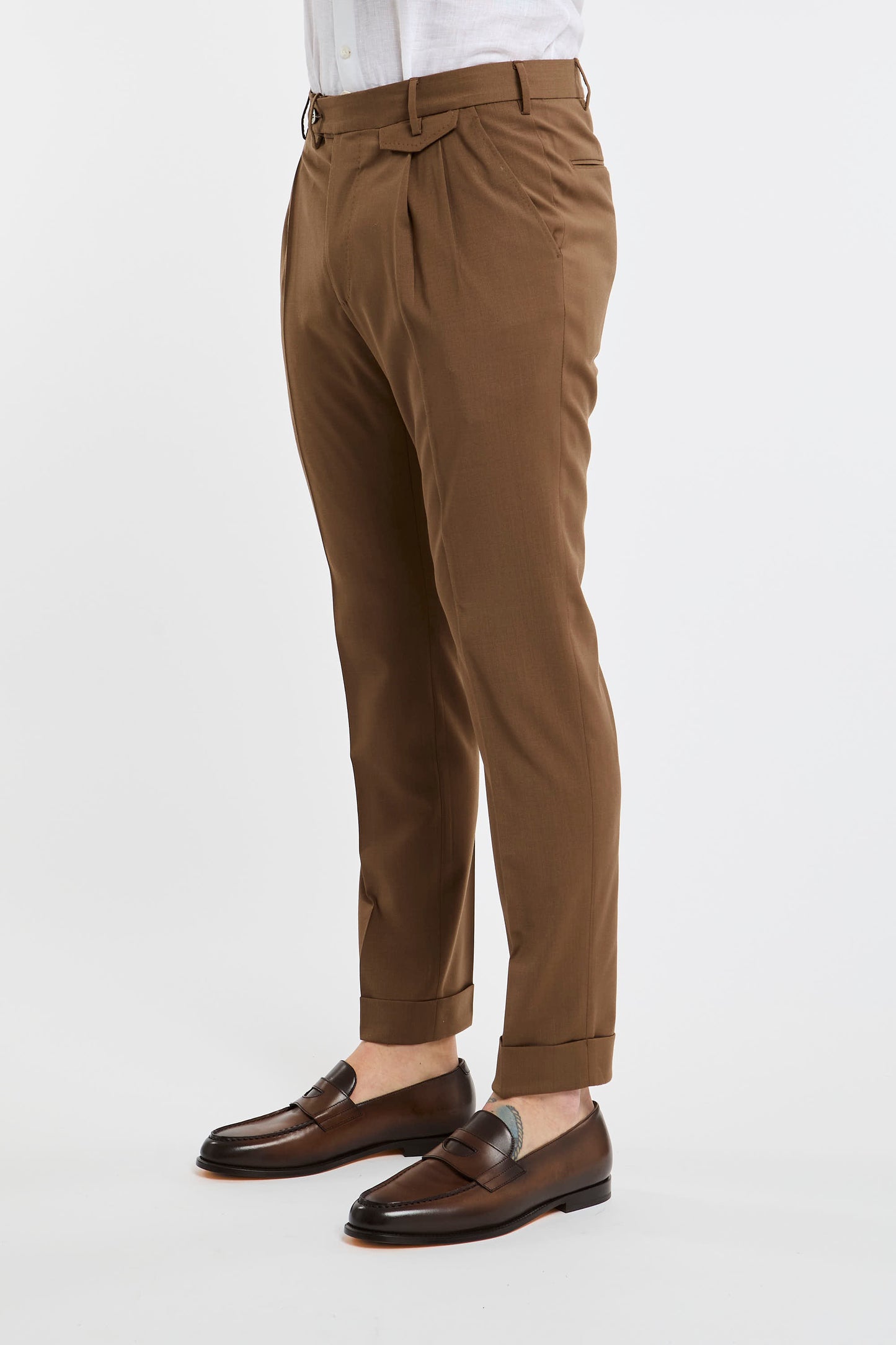  Santaniello Multicolor Trousers In Wool Blend Marrone Uomo - 1
