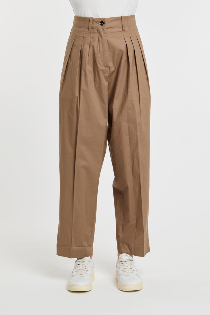 Nine in the Morning Women's Brown Cotton Blend Trousers