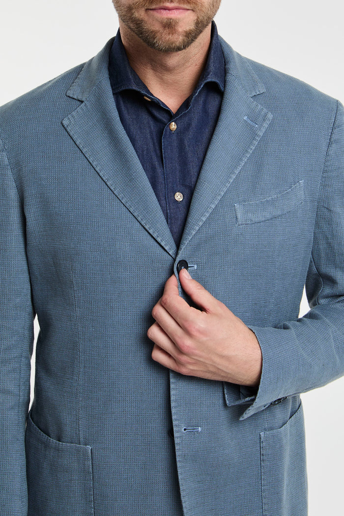  Santaniello Multicolor Jacket In Cotton/linen Blend Azzurro Uomo - 5