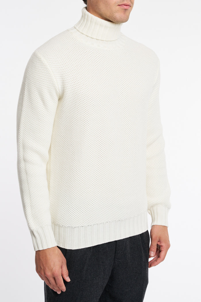  Filippo De Laurentiis Men's Beige Honeycomb Turtleneck Sweater Beige Uomo - 3