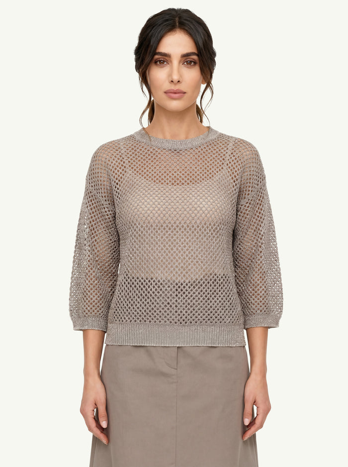 Maglia Filato Melange Lino E Cotone Donna Peserico