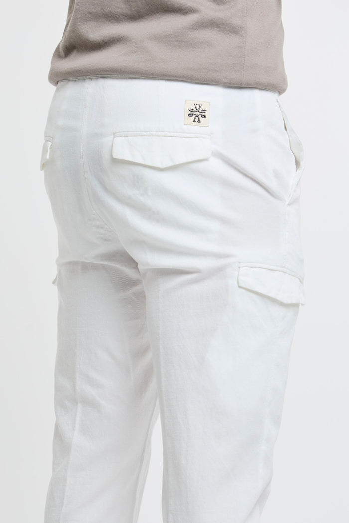  Jacob Cohen Chino Trousers In Cotton/linen/lycra Blue Bianco Uomo - 5