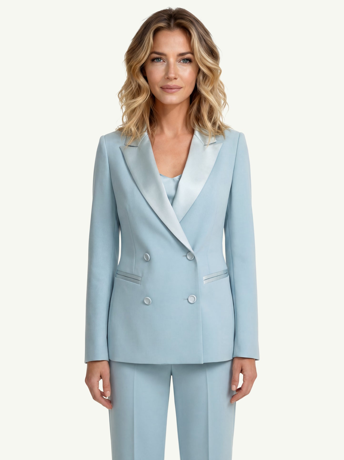  D.exterior Giacca Doppiopetto Enver Satin Azzurro - 3