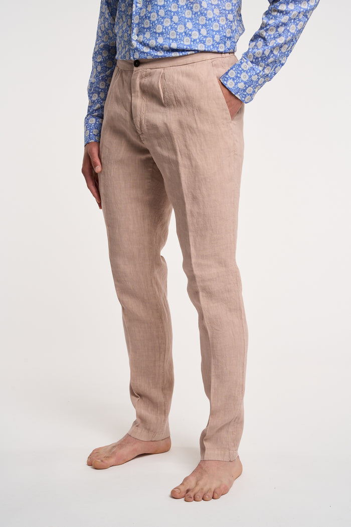 Devore Linen Trousers Pink-2