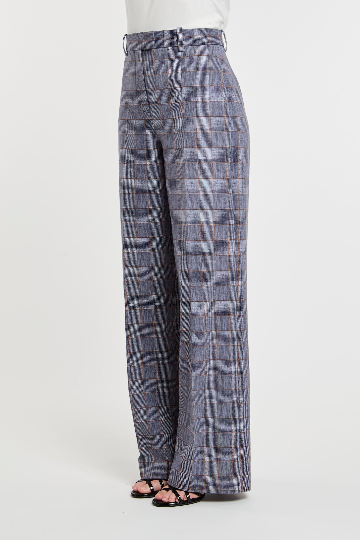  Circolo 1901 Prince Of Wales Blue Cotton Blend Trousers Blu Donna - 3