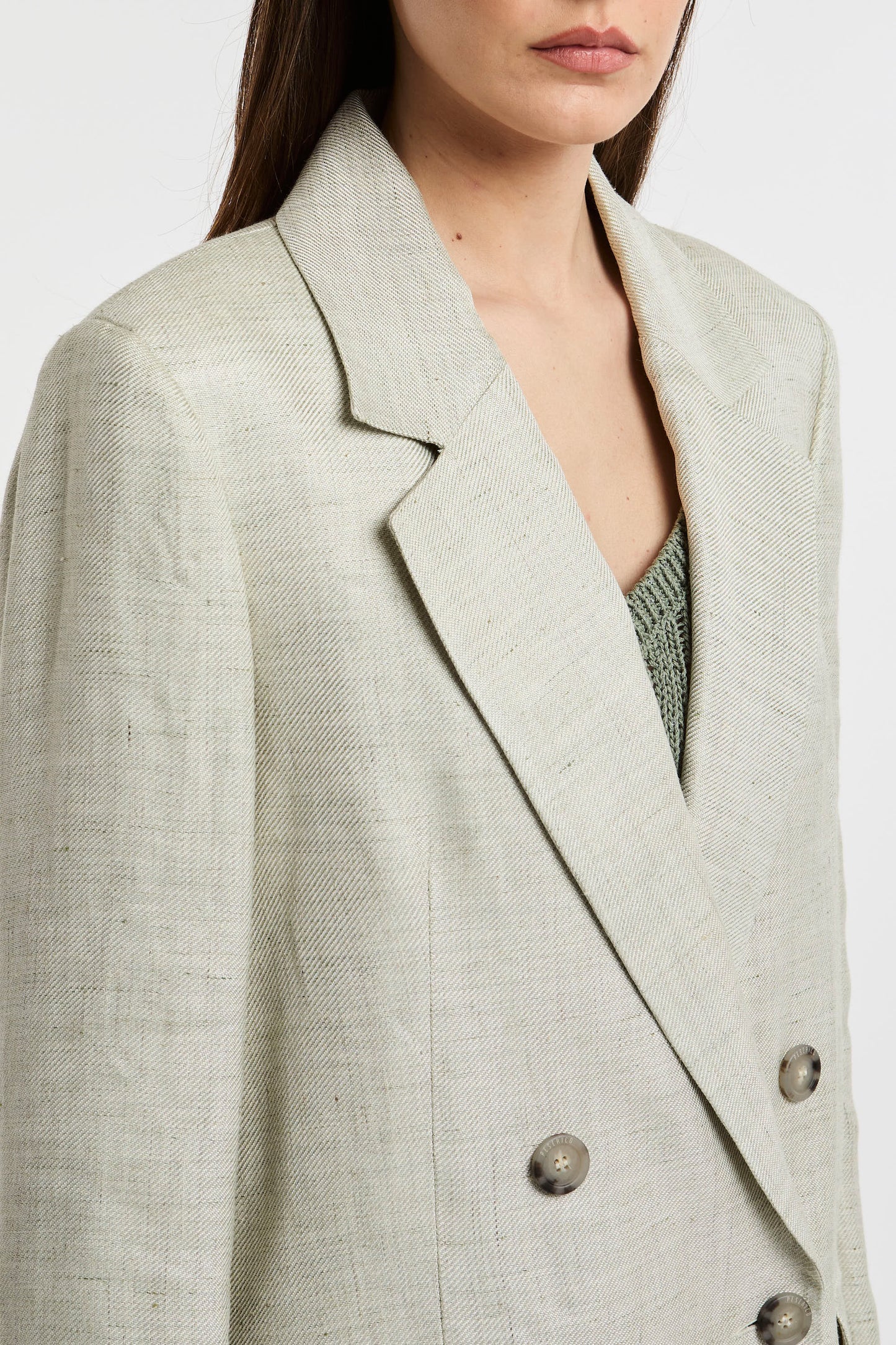  Peserico Double-breasted Linen/viscose Green Jacket Verde Donna - 9