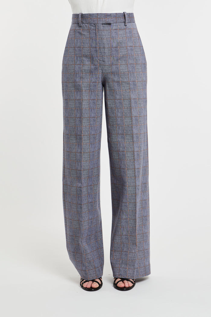  Circolo 1901 Prince Of Wales Blue Cotton Blend Trousers Blu Donna - 1