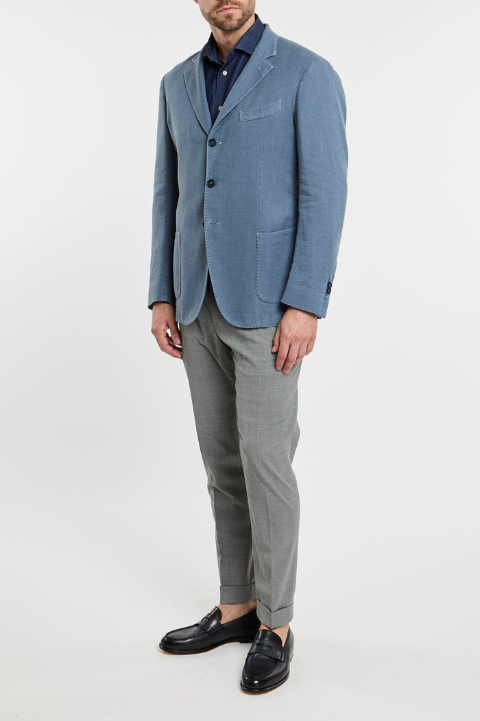  Santaniello Multicolor Jacket In Cotton/linen Blend Azzurro Uomo - 2
