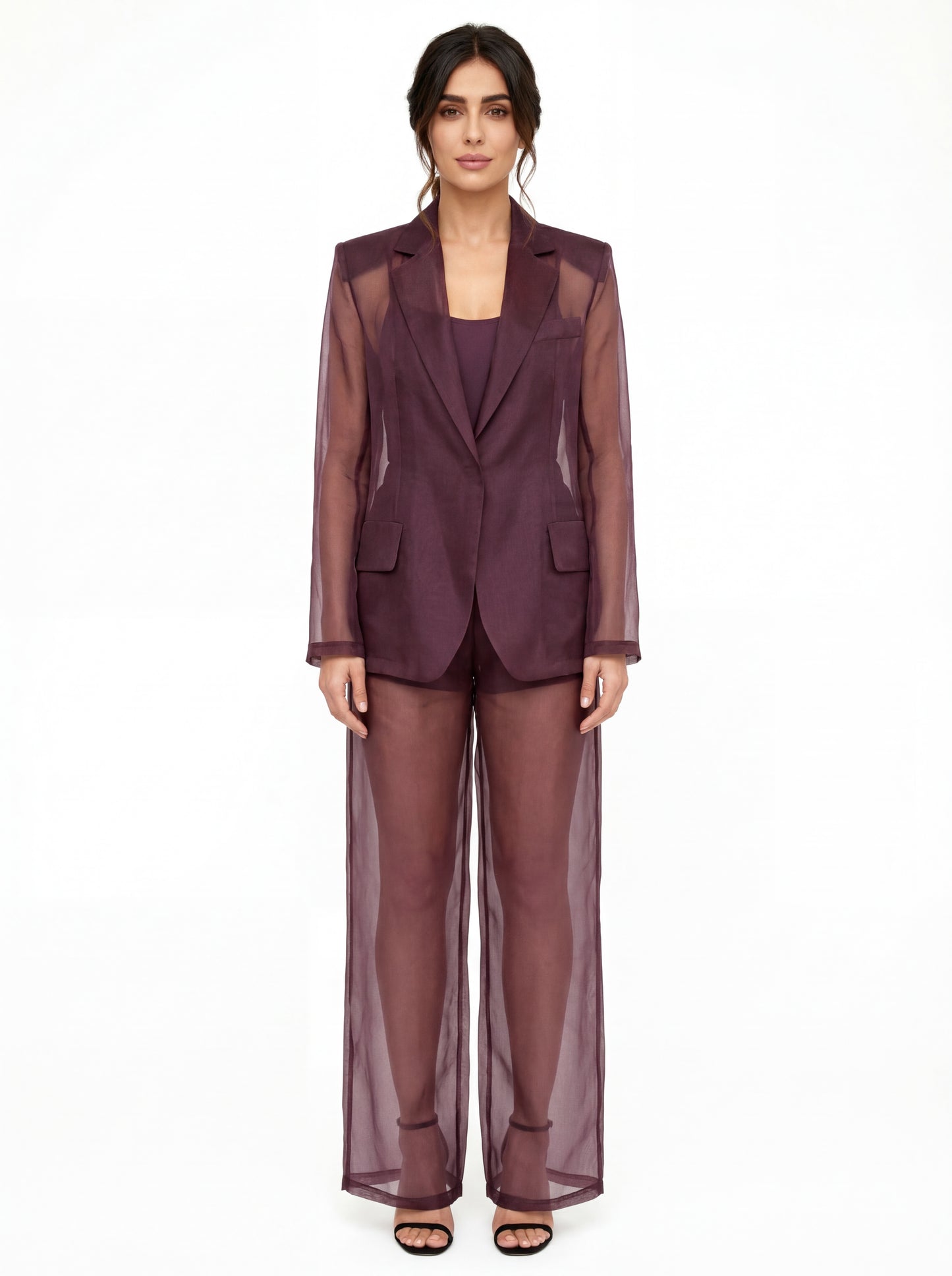  Federica Tosi Giacca In Organza Di Seta Bordeaux - 5