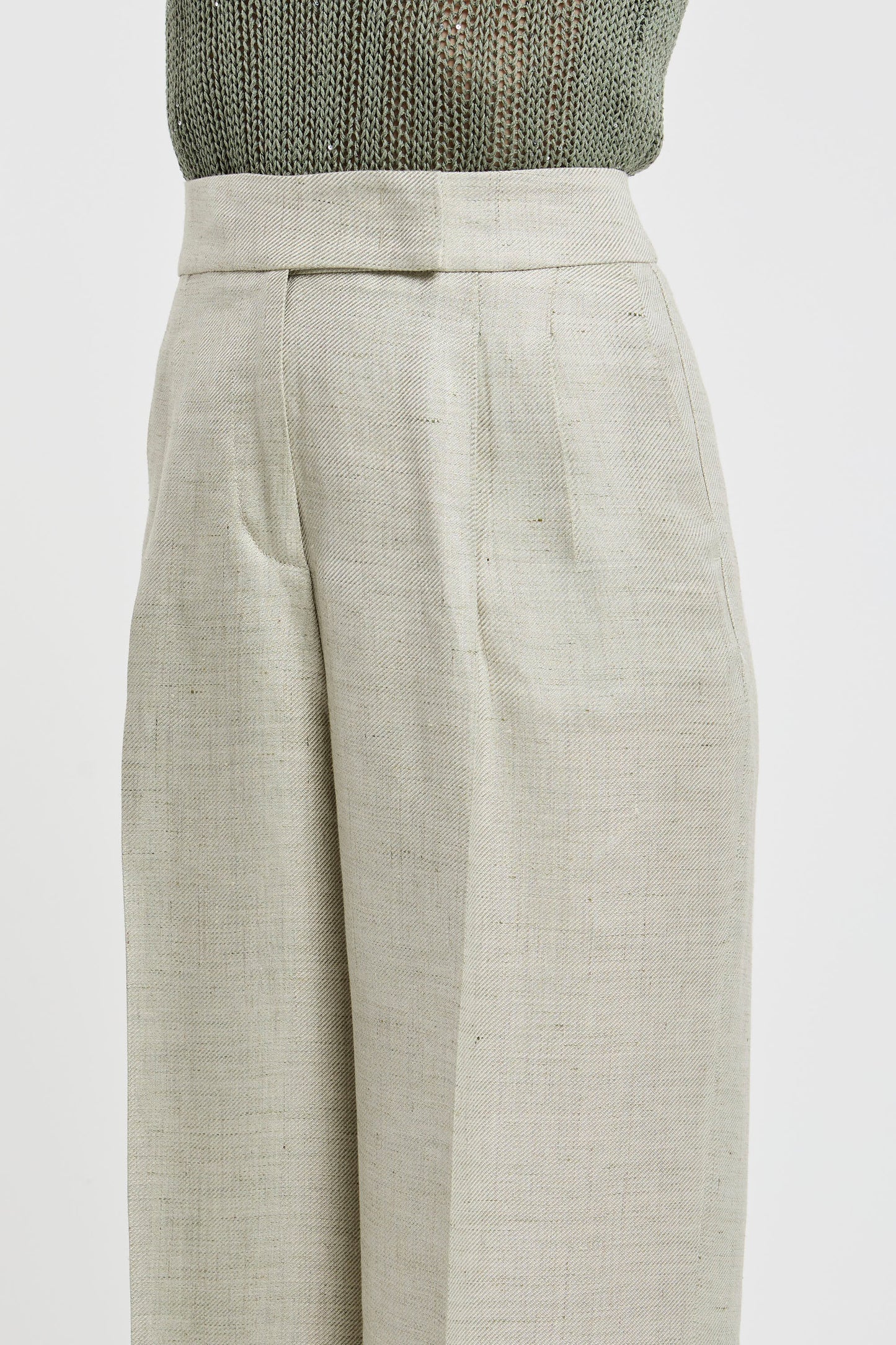  Peserico Wide Leg Linen/viscose Trousers In Green Verde Donna - 4