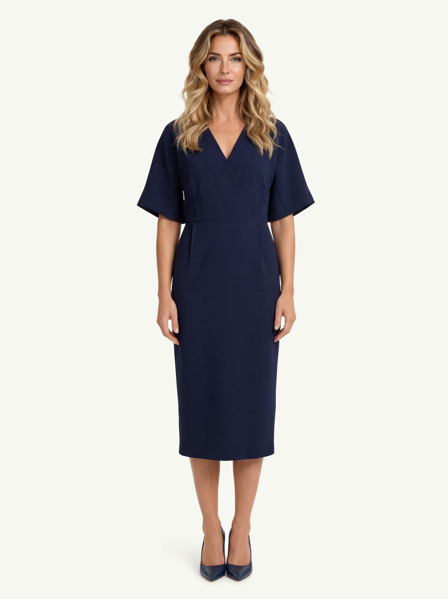  D.exterior Abito M Cady Mezza Manica Incrociata Blu - 1