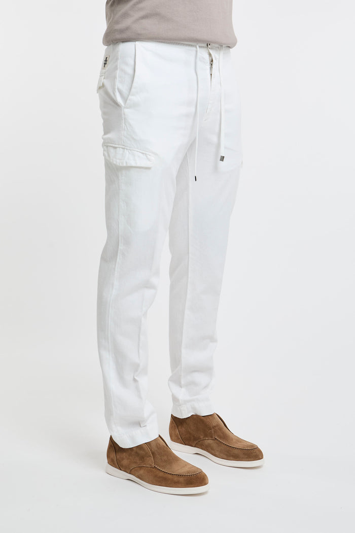  Jacob Cohen Pantalone Chino In Cotone/lino/lycra Blu Bianco Uomo - 3
