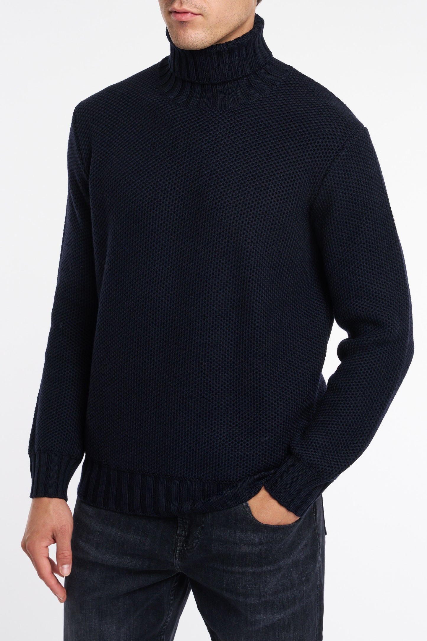  Filippo De Laurentiis Men's Blue Honeycomb Turtleneck Sweater Blu Uomo - 2
