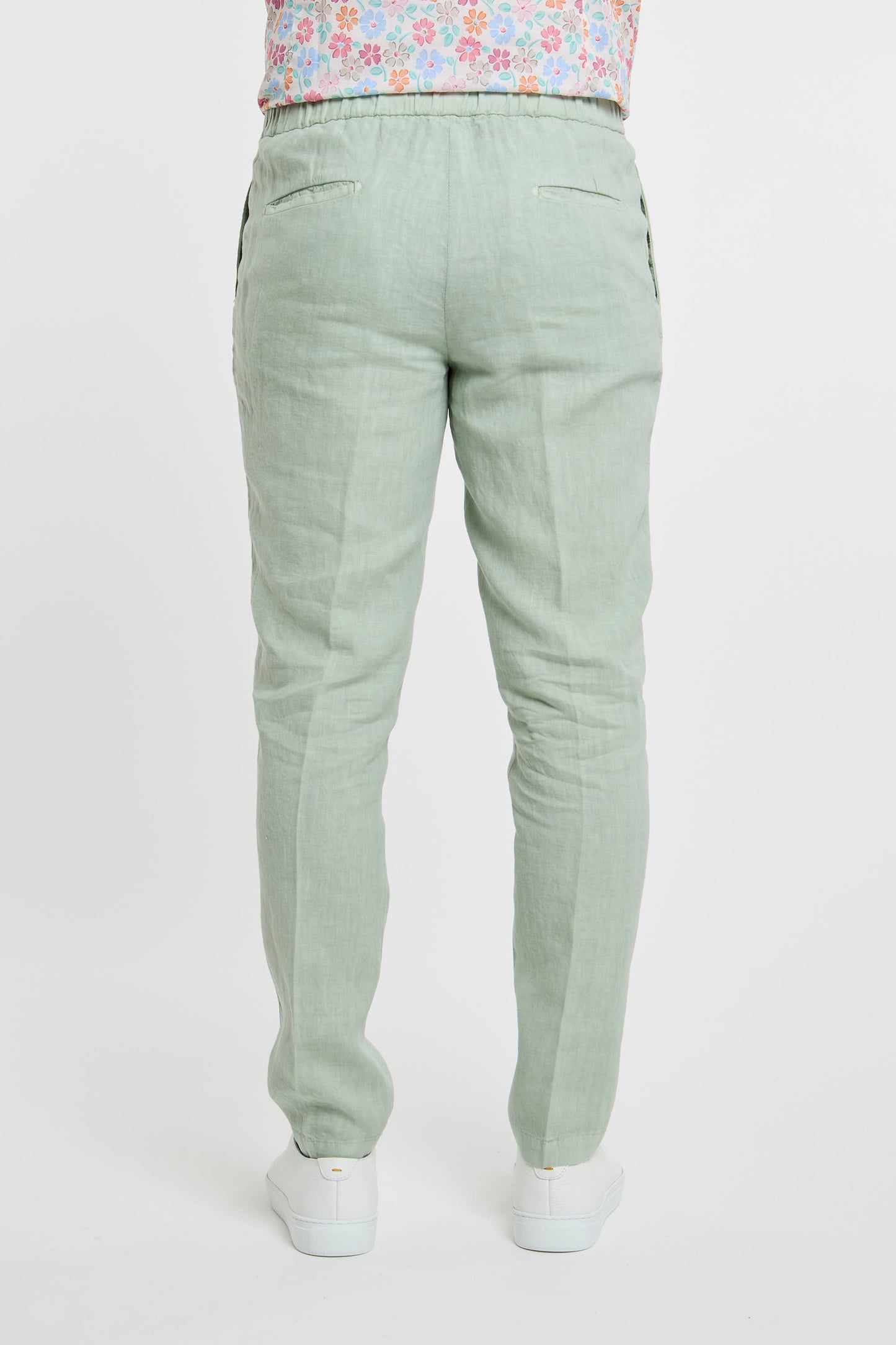  Devore Linen Trousers Green Verde Uomo - 5
