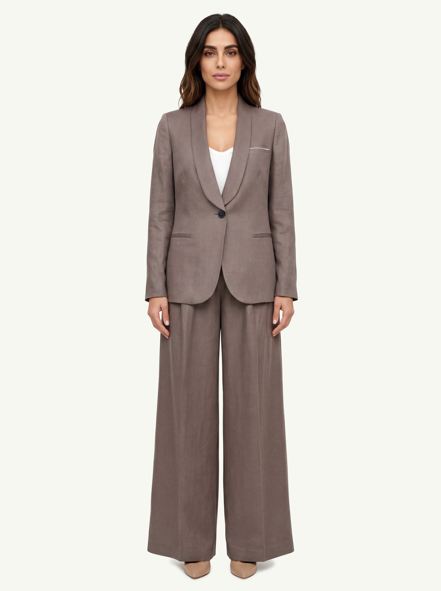  Peserico Giacca Twill Fluido Viscosa E Lino Marrone - 3