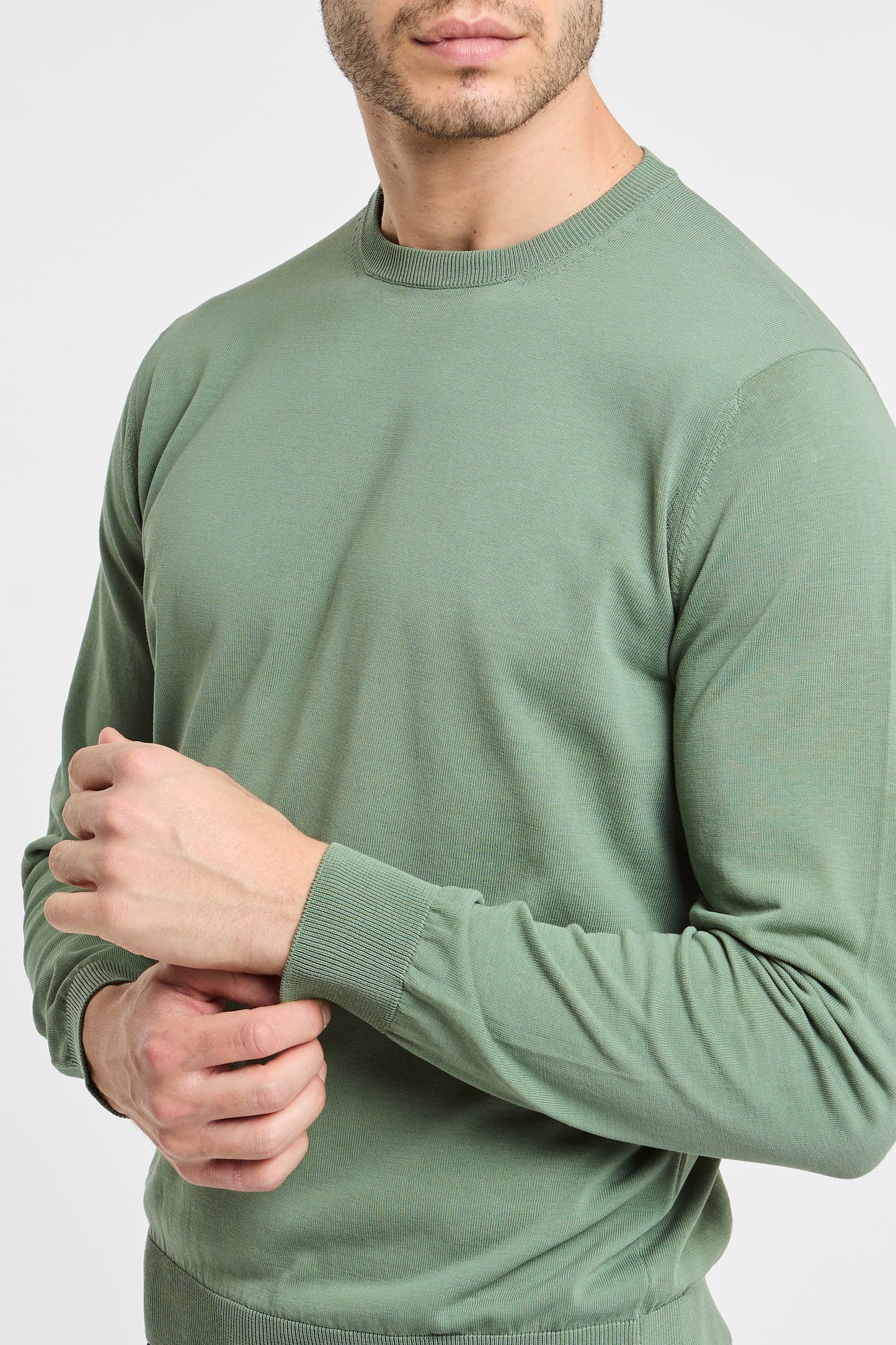  Filippo De Laurentiis Crew Neck Sweater 100% Co Green Verde Uomo - 5