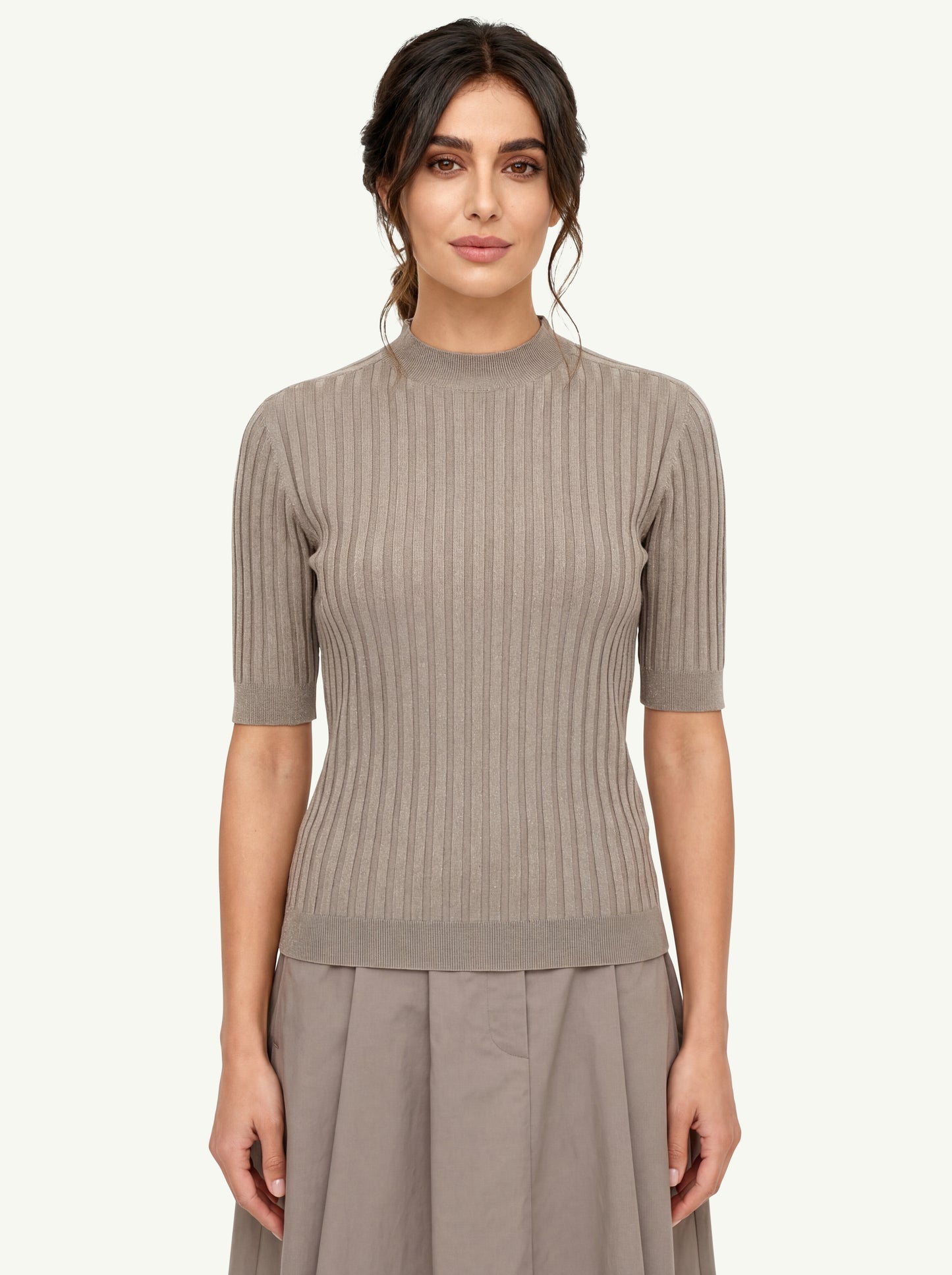  Peserico Maglia Tricot Misto Modal E Lurex Beige - 3