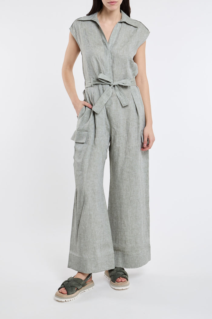Peserico Pure Linen Green Jumpsuit