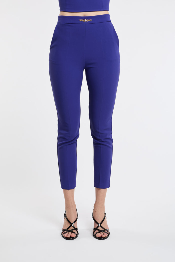  Elisabetta Franchi Blue Trousers 96% Pl 4% Ea Azzurro Donna - 1