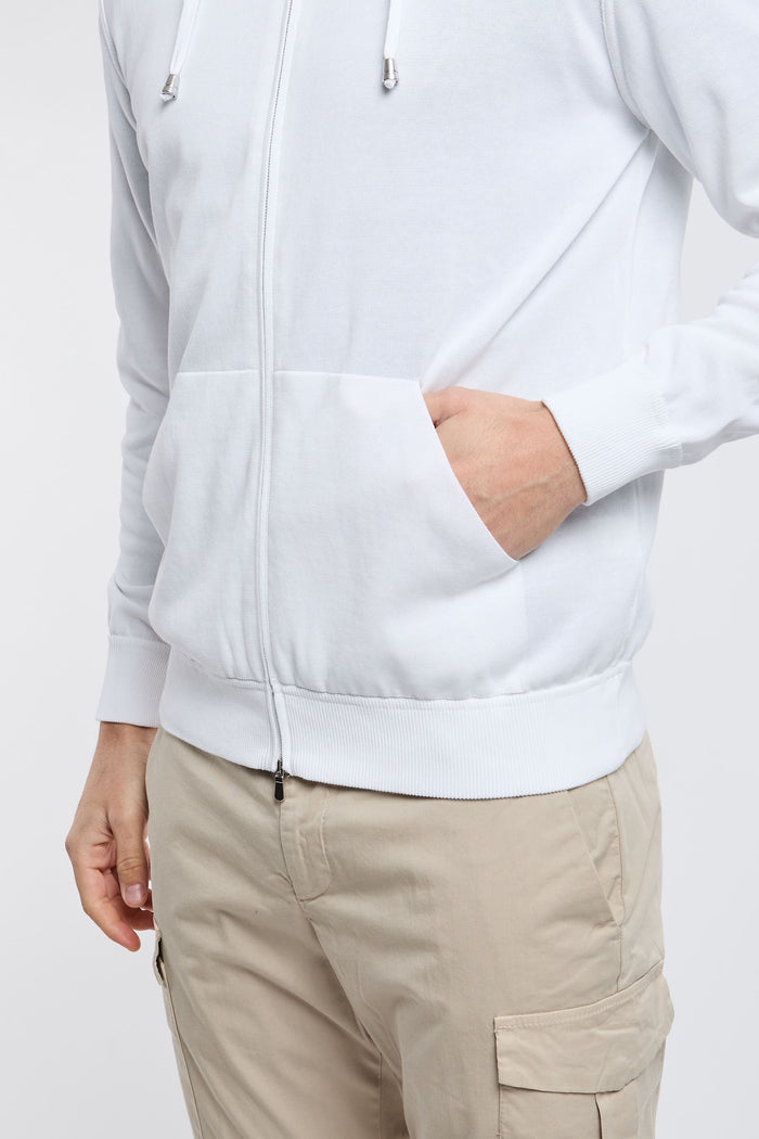  Filippo De Laurentiis Hooded Zip Sweater 100% Co White Bianco Uomo - 6