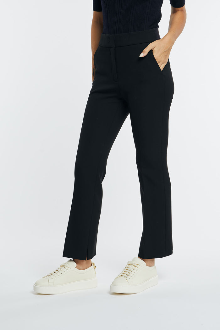 Peserico Double Black Technical Canvas Trousers for Women-2