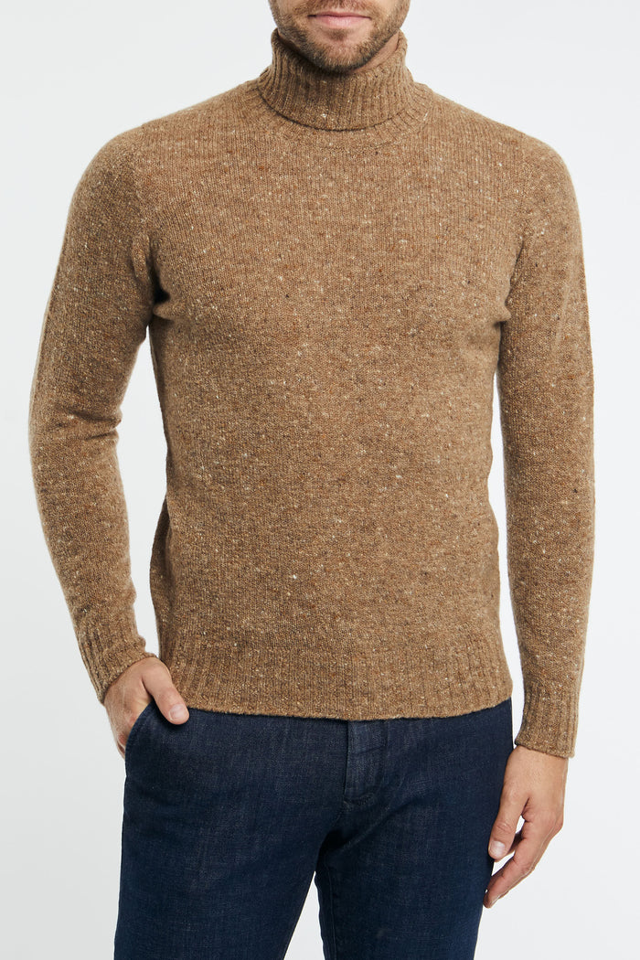  Drumohr Turtleneck Sweater Brown Beige Uomo - 1